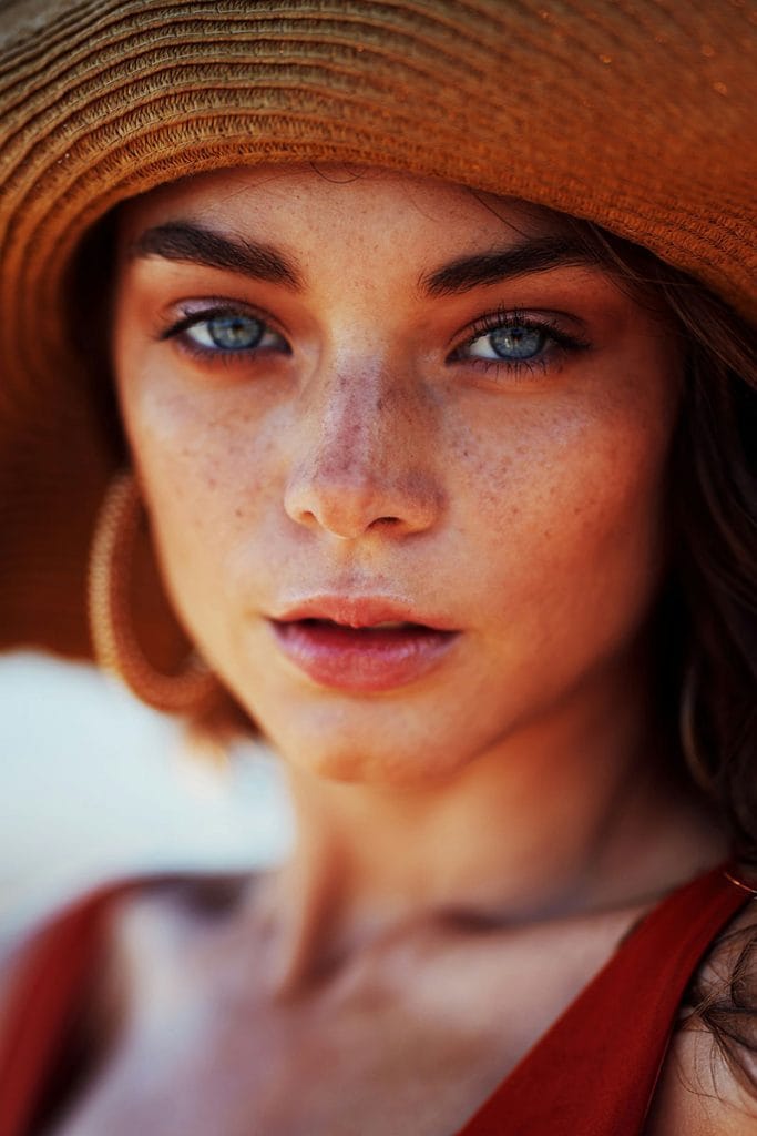 Close up of a beautiful woman with a balanced facial structure- emulating natural facial balancing seen after filler treatments with Dr. Randall in Morristown, NJ